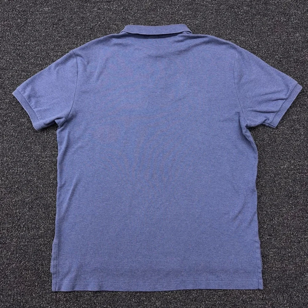 Polo Ralph Lauren Mens Large Blue Heathered Cotton Short Sleeve Polo Shirt L